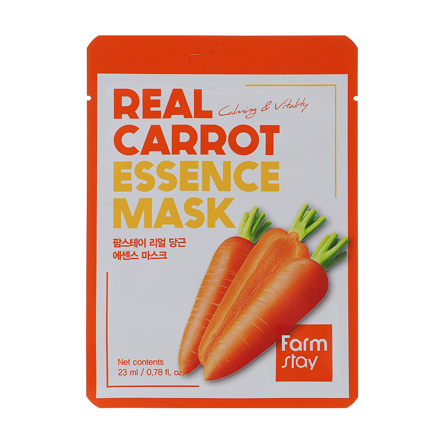 Тканинна маска для обличчя FarmStay Real Carrot Essence Mask з екстрактом моркви, 23 мл