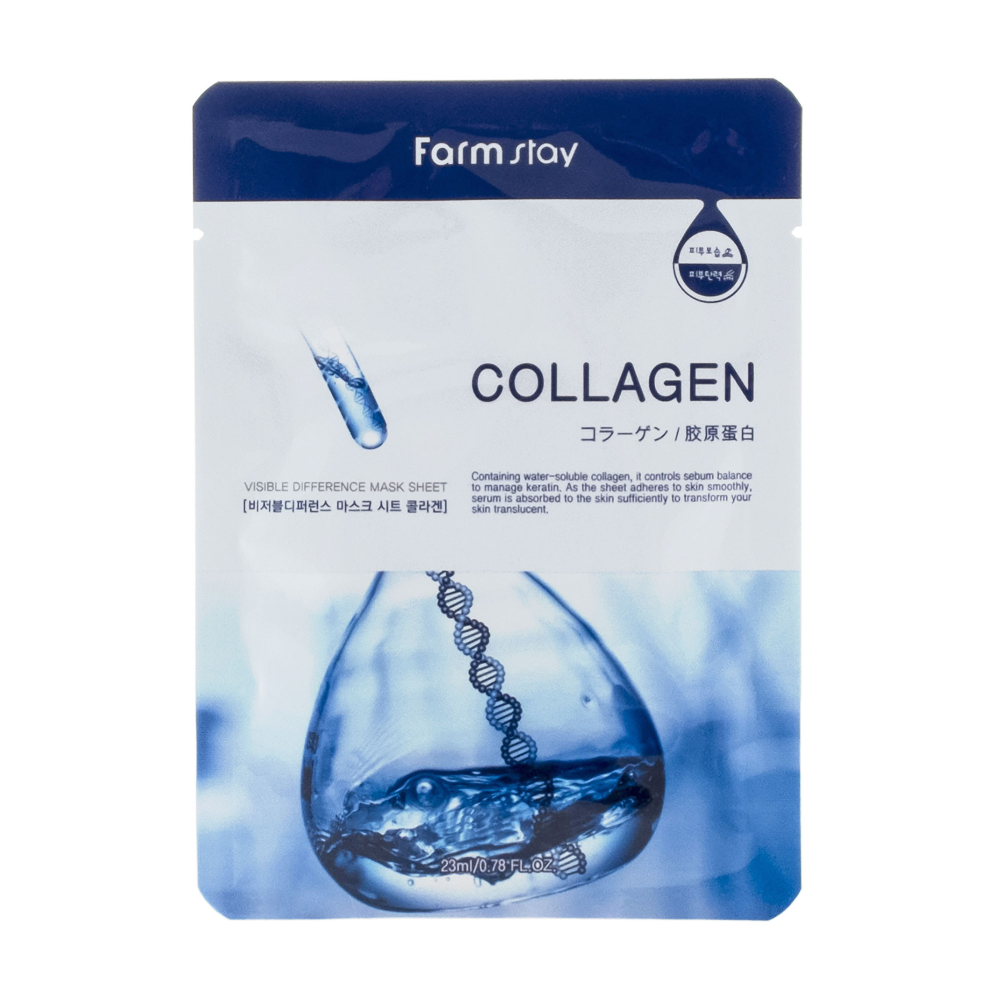 Тканинна маска для обличчя FarmStay Visible Difference Mask Sheet Collagen з колагеном, 23 мл