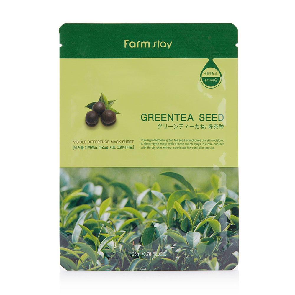 Тканинна маска для обличчя FarmStay Visible Difference Mask Sheet Greentea Seed з екстрактом насіння зеленого чаю, 23 мл