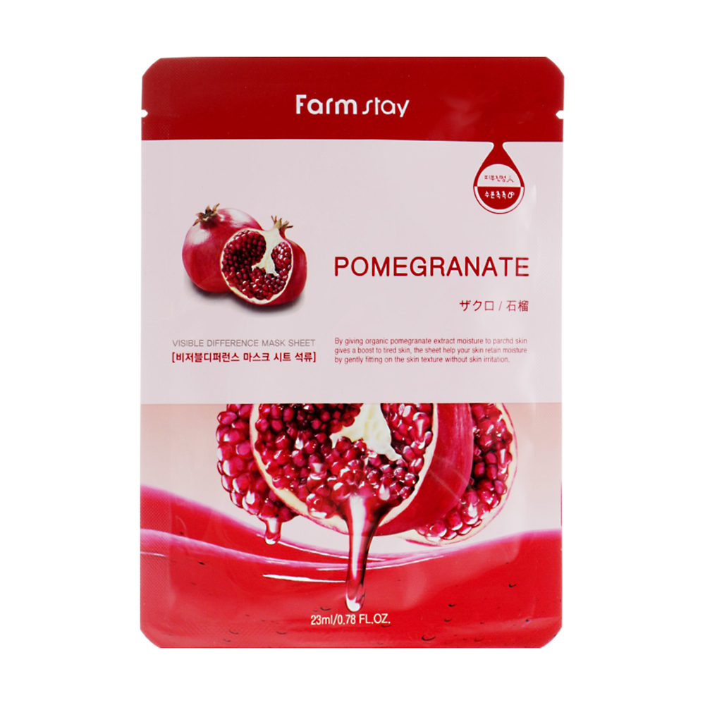 Тканинна маска для обличчя FarmStay Visible Difference Pomegranate Mask Sheet з натуральним екстрактом граната, 23 мл